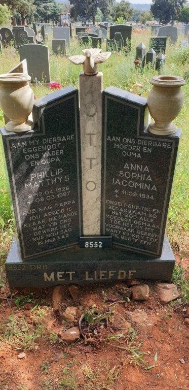 OTTO Phillip Matthys 1926-1997 &amp; Anna Sophia Jacomina 1934-