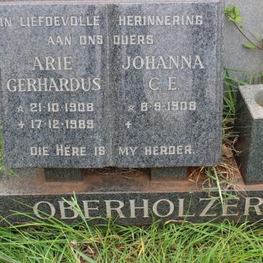 OBERHOLZER Arie Gerhardus 1908-1989 &amp; Johanna C.E. 1908-