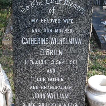 O'BRIEN John William 1909-1973 &amp; Catherine Wilhelmina 1911-1961