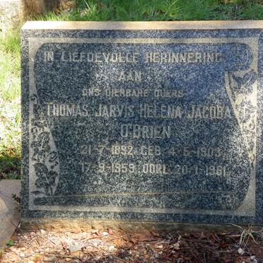 O'BRIEN Thomas Jarvis 1892-1959 &amp; Helena Jacoba 1903-1961