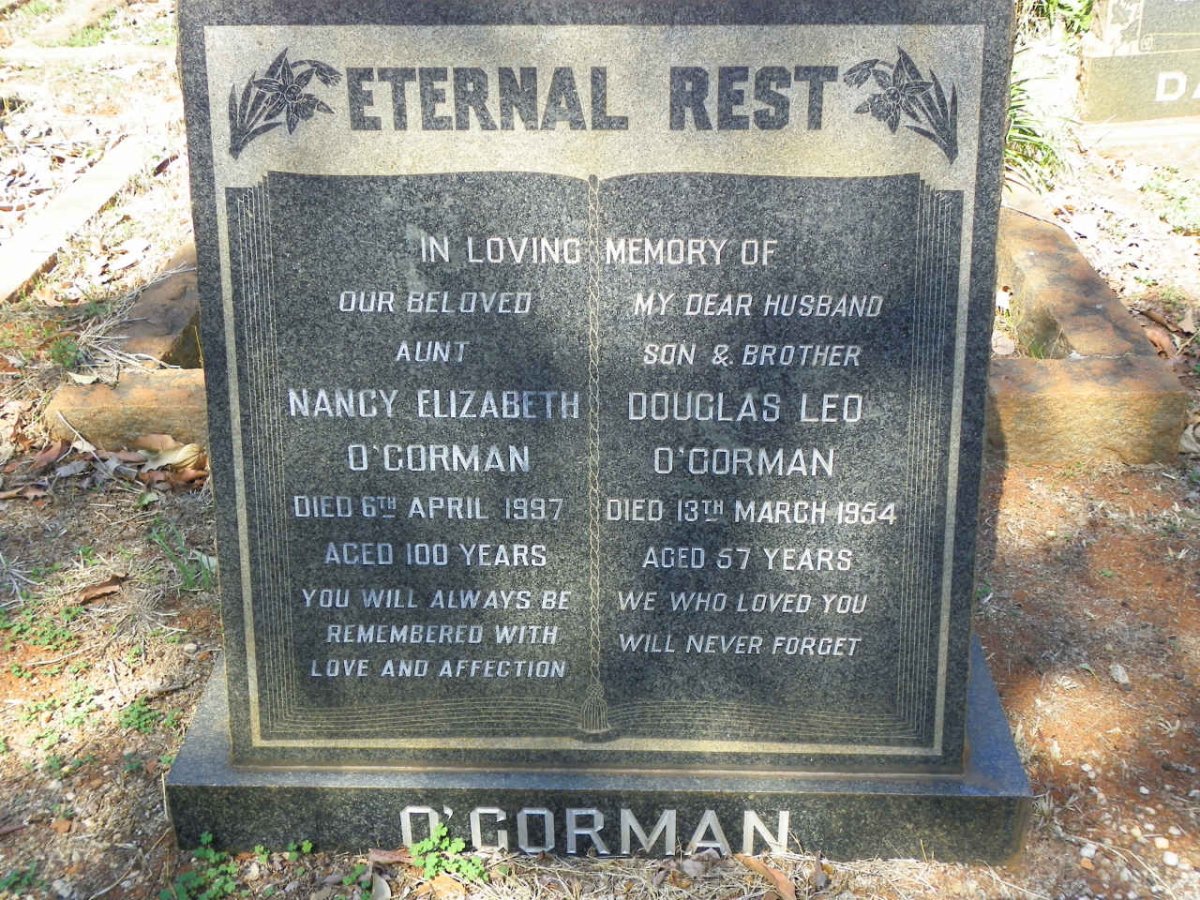 O'GORMAN Douglas Leo -1954 &amp; Nancy Elizabeth -1997