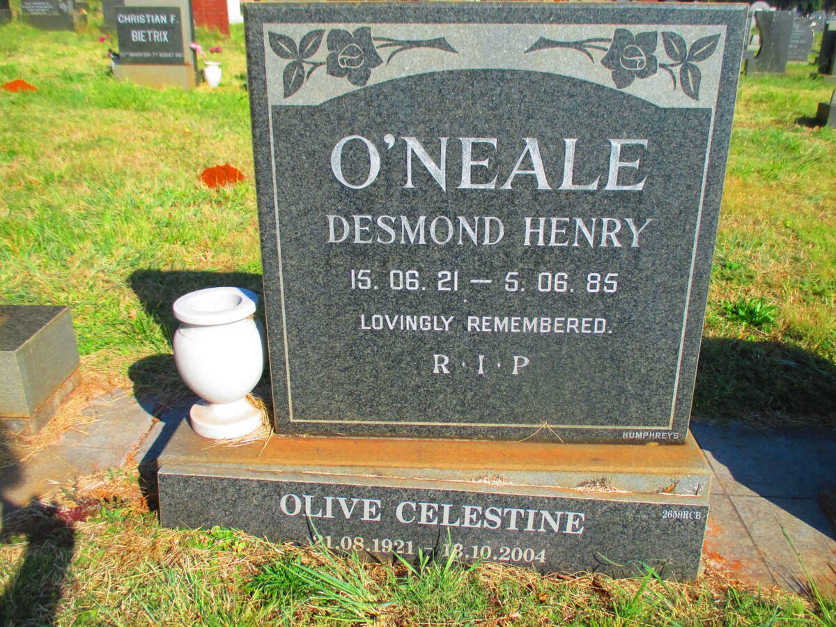 O'NEALE Desmond Henry 1921-1985 &amp; Olive Celestine 1921-2004