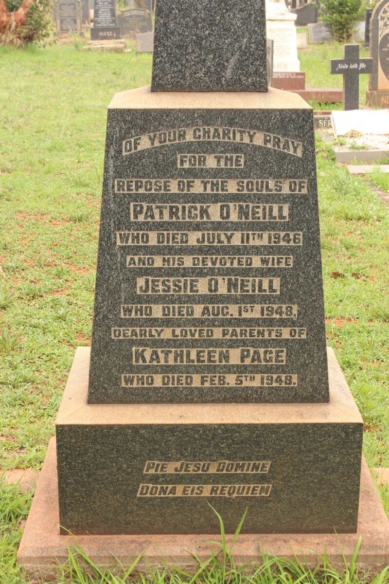 O'NEILL Patrick -1946 &amp; Jessie -1948 :: PAGE Kathleen -1948