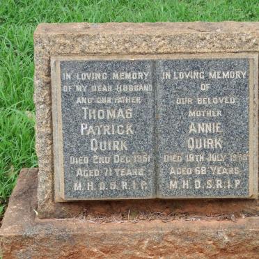 QUIRK Thomas Patrick -1951 &amp; Annie -1958
