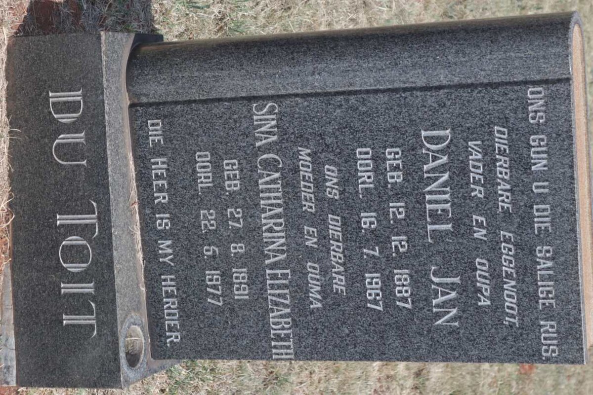 TOIT Daniel Jan, du 1887-1967 &amp; Sina Catharina Elizabeth 1891-1977