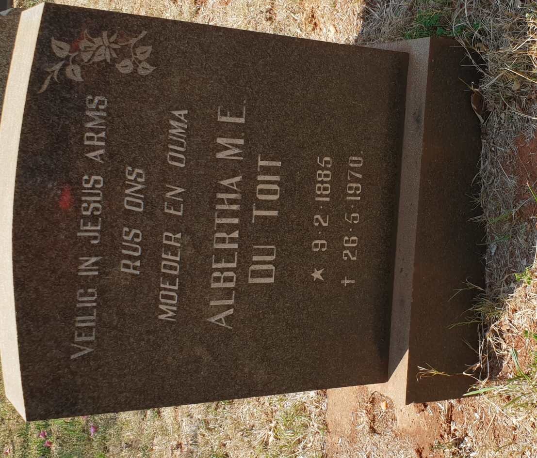 TOIT Albertha M.E., du 1885-1970