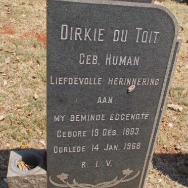 TOIT Dirkie, du nee HUMAN 1893-1968