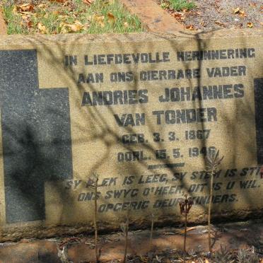 TONDER Andries Johannes, van 1867-1946