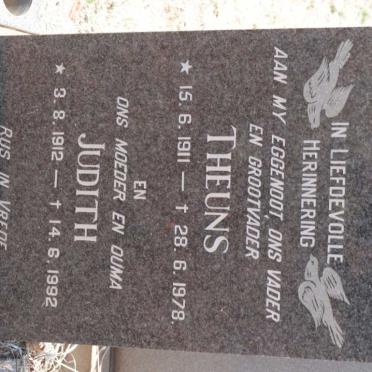 TOIT Theuns, du 1911-1978 &amp; Judith 1912-1992