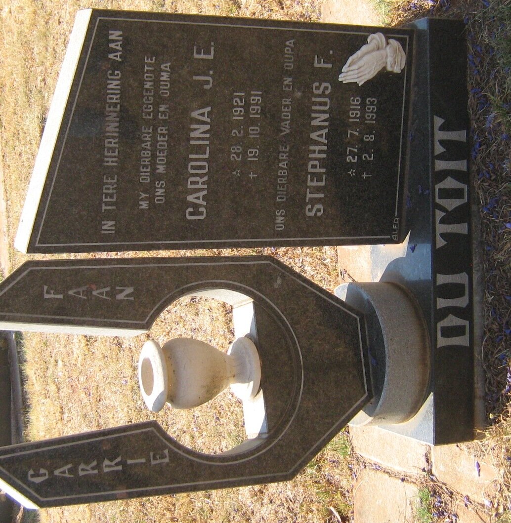 TOIT Stephanus F., du 1916-1993 &amp; Carolina J.E. 1921-1991