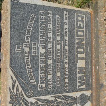 TONDER Frederik Johannes, van 1910-1957