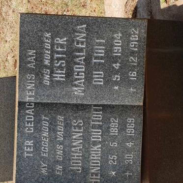 TOIT Johannes Hendrik, du 1892-1969 &amp; Hester Magdalena 1904-1982