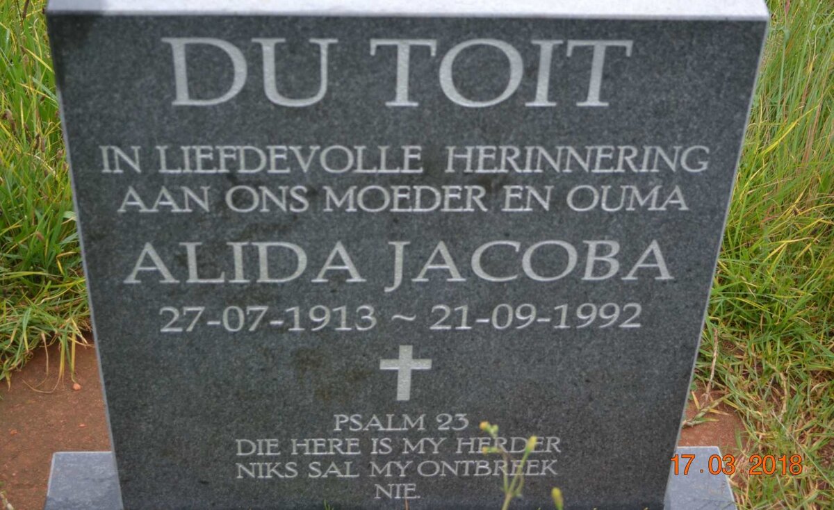 TOIT Alida Jacoba, du 1913-1992