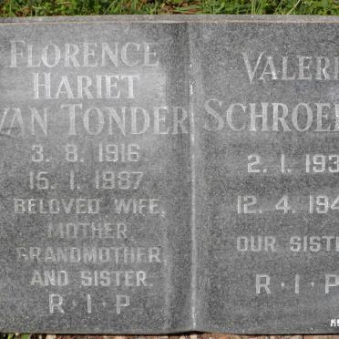 TONDER Florence Harriet, van 1916-1987 :: SCHROEDER Valerie 1937-1949