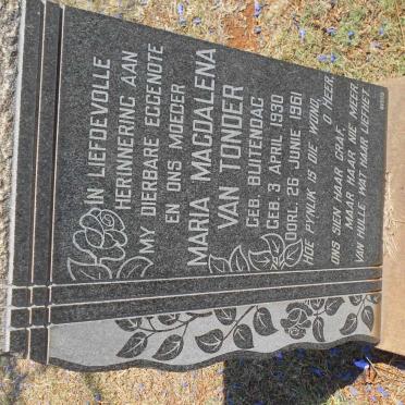 TONDER Maria Magdalena, van nee BUITENDAG 1930-1961
