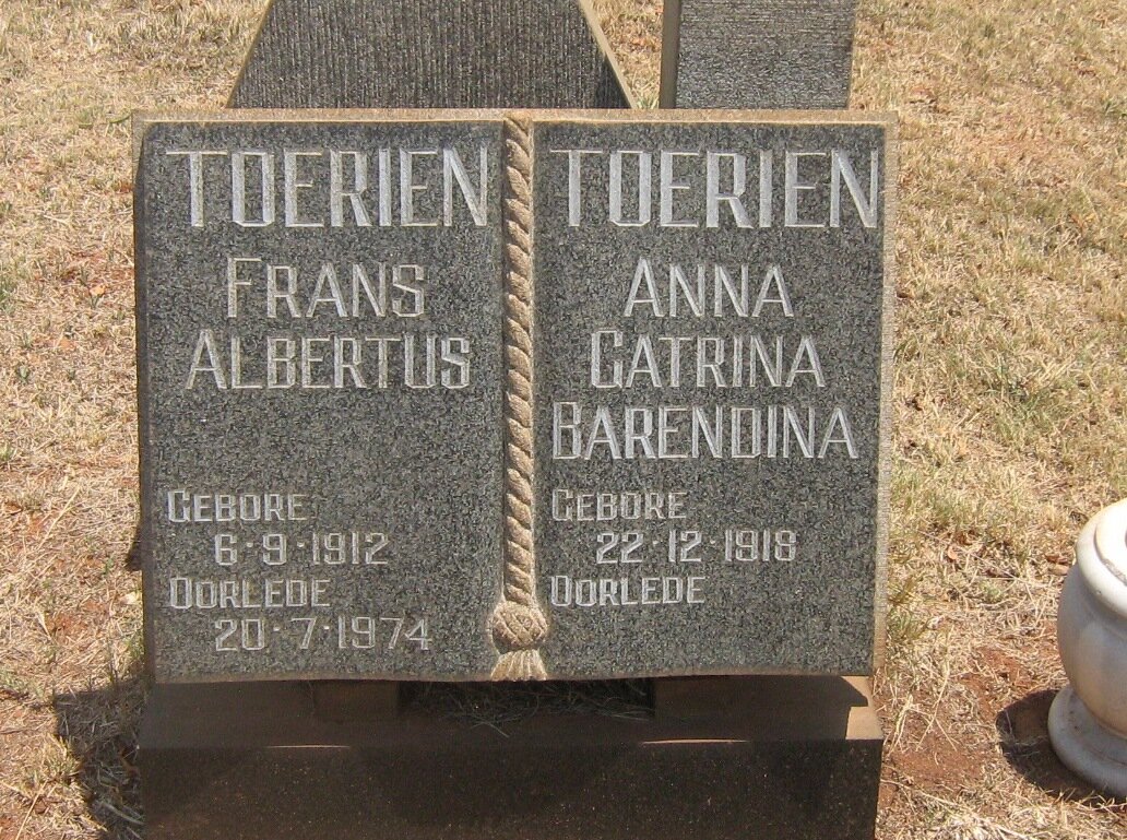 TOERIEN Frans Albertus 1912-1974 &amp; Anna Catrina Barendina 1918-