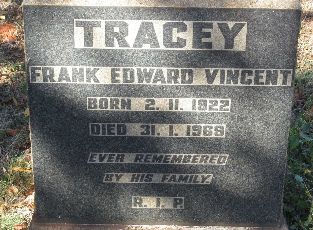 TRACEY Frank Edward Vincent 1922-1969