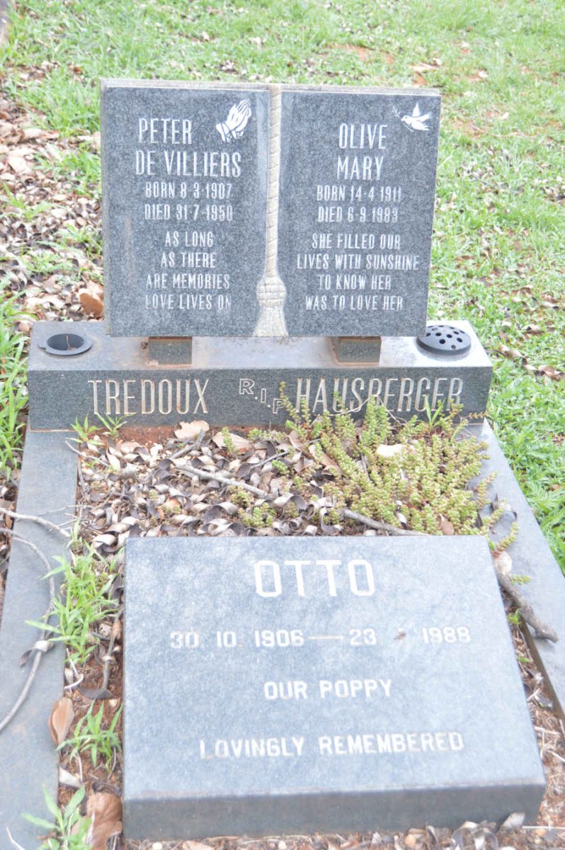 TREDOUX Peter de Villiers 1907-1950 :: HAUSBERGER Olive Mary 1911-1983