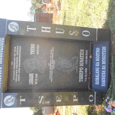 TSEPO Lorraine Thuso 1948-2019 :: THUSO Tshepo Ignatius 1968-2009