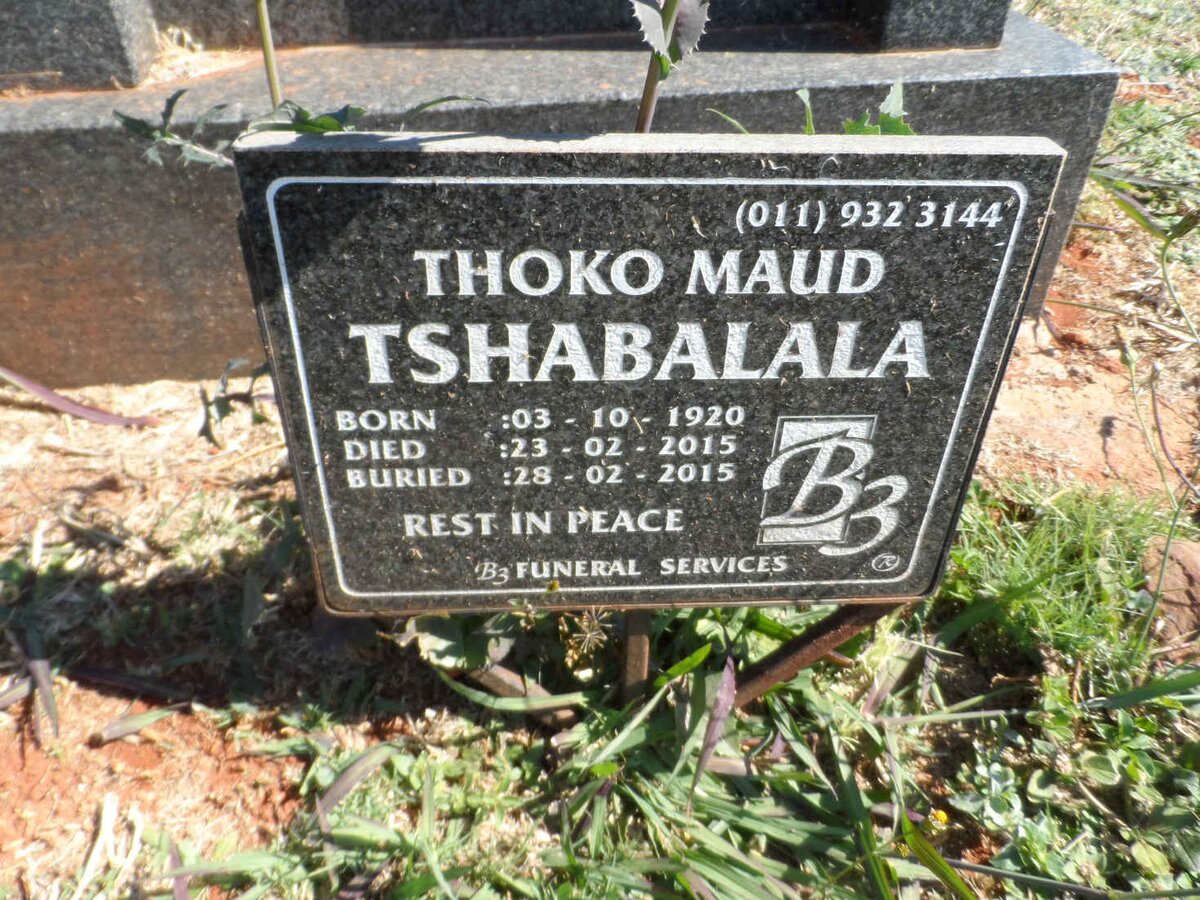 TSHABALALA Thoko Maud 1920-2015