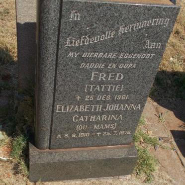 TURNER Fred -1961 &amp; Elizabeth Johanna Catharina 1910-1976