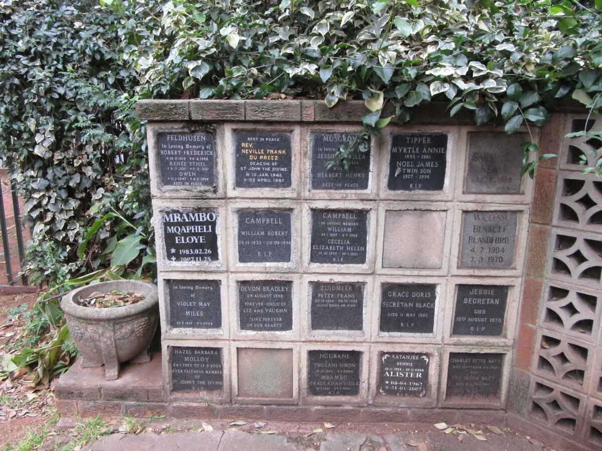 FELDHUSEN - MBAMBO - MILES - MOLLOY - DU PREEZ - CAMPBELL - BRADLEY - MUSGROVE - ZUIDMEER - NGUBANE - TIPPER - BLACK -  RATANJEE - NEALE-  BLANDFORD -  SECRETAN - KATY