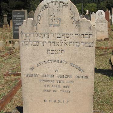 COHEN Henry James Joseph -1892