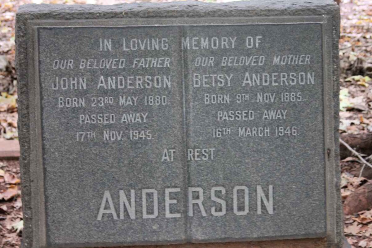 ANDERSON John 1880-1945 &amp; Betsy 1885-1946