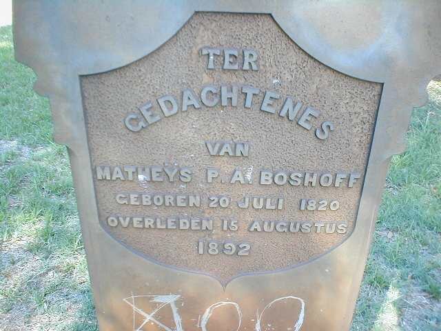 BOSHOFF Matheys P.A. 1820-1892