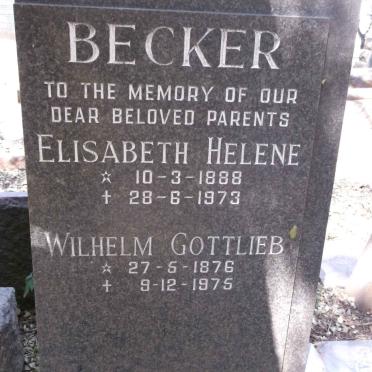 BECKER Wilhelm Gottlieb 1876-1975 &amp; Elisabeth Helene 1888-1973