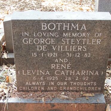 BOTHMA George Steytler de Villiers 1921-1982 & Levina Catharina 1925-1992