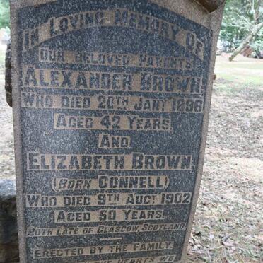BROWN Alexander -1896 & Elizabeth CONNELL -1902
