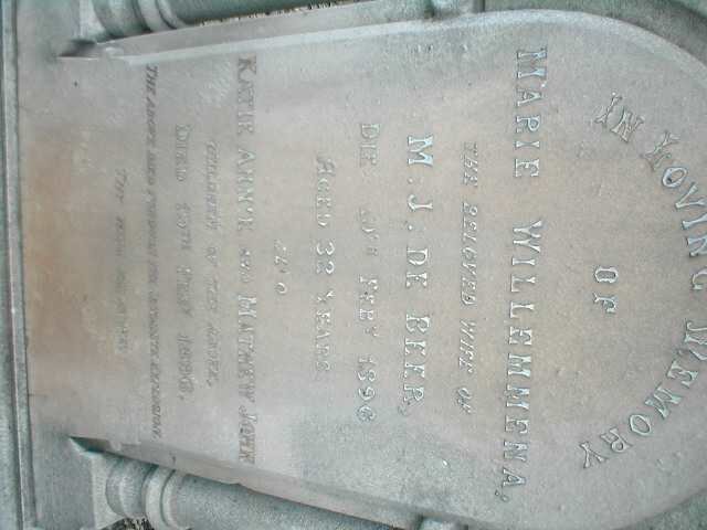 BEER Marie Willemmena, de 1864-1896 :: DE BEER Katie Annie ?-1896 :: DE BEER Mathew John ?-1896