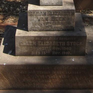 BEEK Sarah Elizabeth, van 1858-1910 :: STOCK Ellen Elizabeth 1883-1910