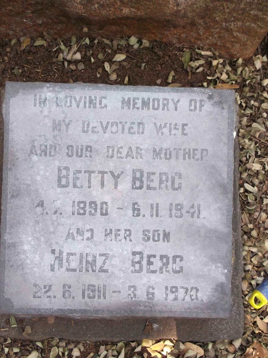 BERG Betty 1890-1941 :: BERG Heinz 1911-1970