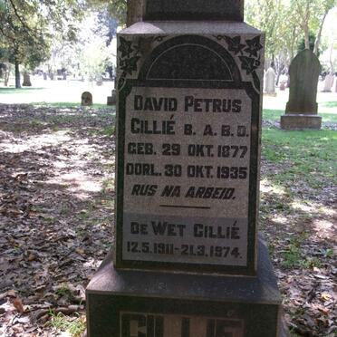CILLIE David Petrus 1877-1935 :: CILLIE De Wet 1911-1974