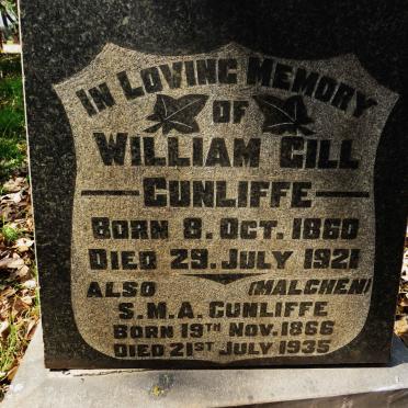 CUNLIFFE William Gill 1860-1921 &amp; S.M.A. 1866-1935