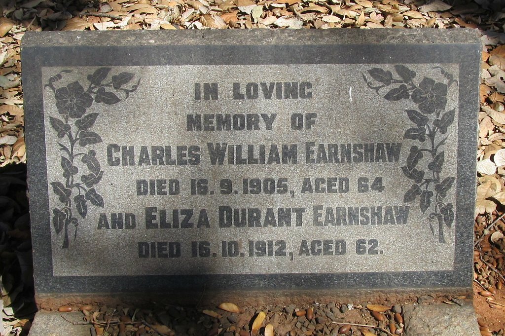 EARNSHAW Charles William -1905 &amp; Eliza Durant -1912