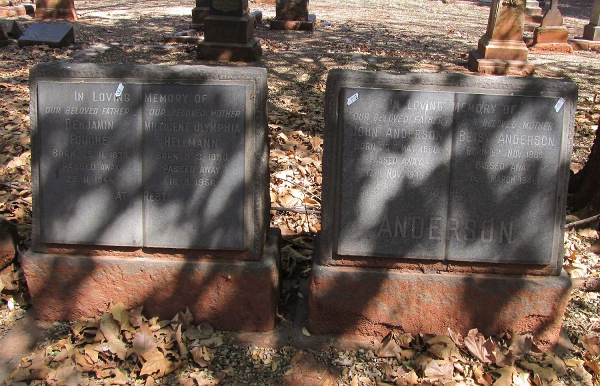 FOUCHE Benjamin 1879-1944 &amp; Millicent Olymphia HELLMANN 1890-1956 :: ANDERSON John 1880-1945 &amp; Betsy 1885-1946