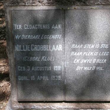 GROBBELAAR Millie nee KLUE 1911-1939