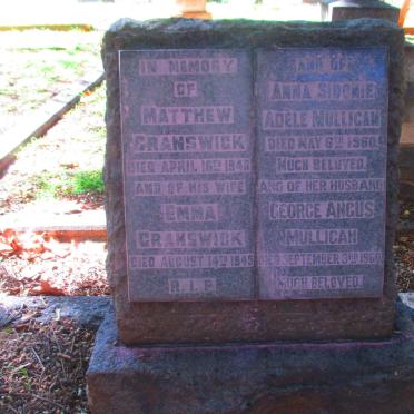 GRANSWICK Matthew -1943 & Emma -1943 :: MULLIGAN George Angus -1960 & Adele -1960