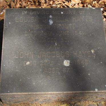 HAYES John Jacobus -1949 &amp; Louisa Codelia TROUT -1941
