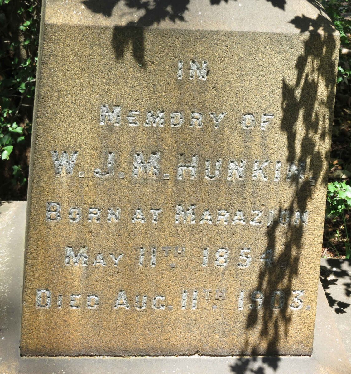 HUNKIN W.J.M. 1854-1903