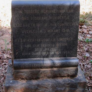 HEVER Elizabeth, van den -1941 :: GRAHAM Iris Hazel nee BLAKE -1953