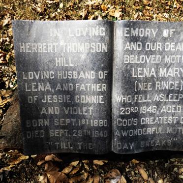 HILL Herbert Thompson 1880-1940 &amp; Lena Mary RINGE -1946