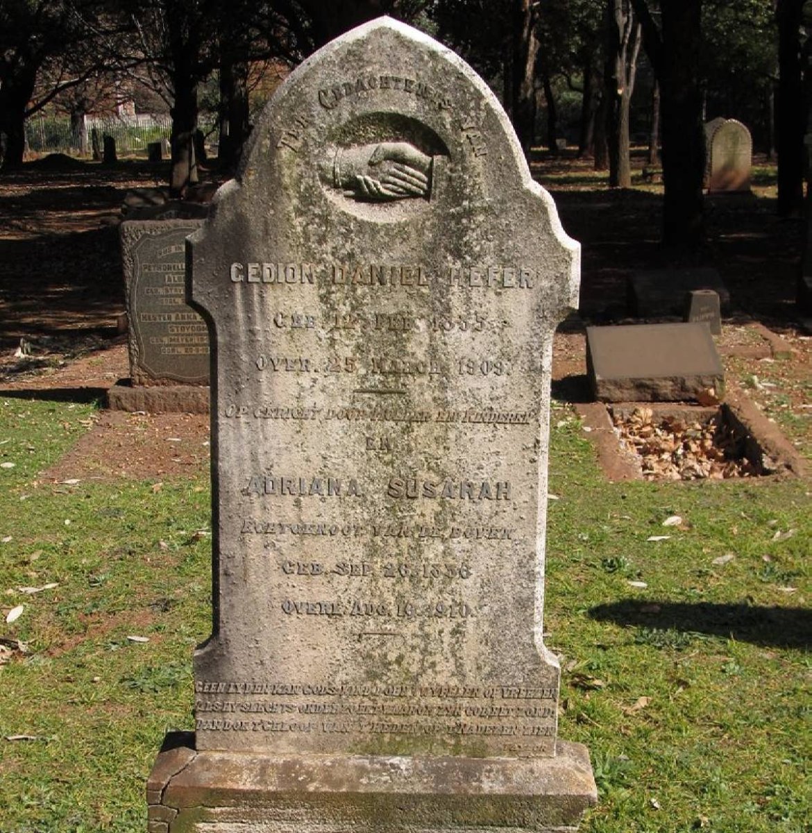 HEFER Gedion Daniel 1835-1909 &amp; Adriana Susarah 1836-1910