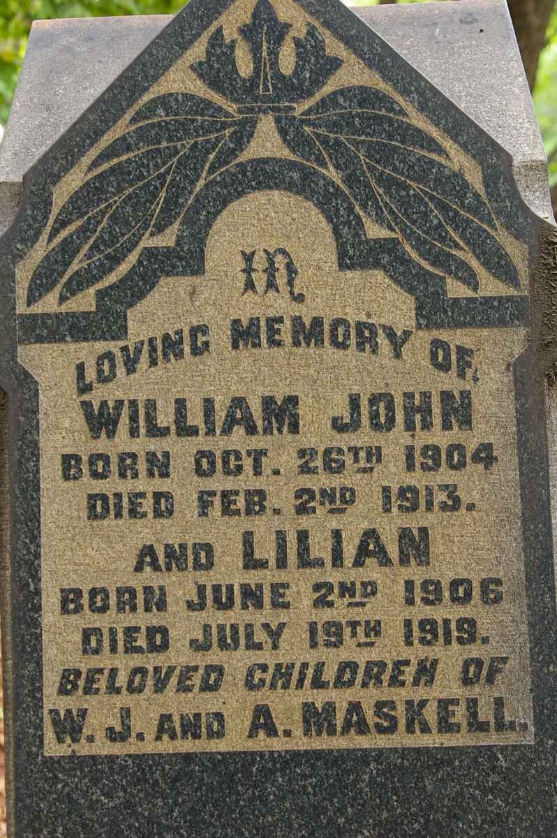 MASKELL William John 1904-1913 :: MASKELL Lilian 1906-1919