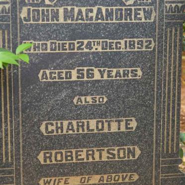 MacANDREW John -1892 &amp; Charlotte ROBERTSON -1926