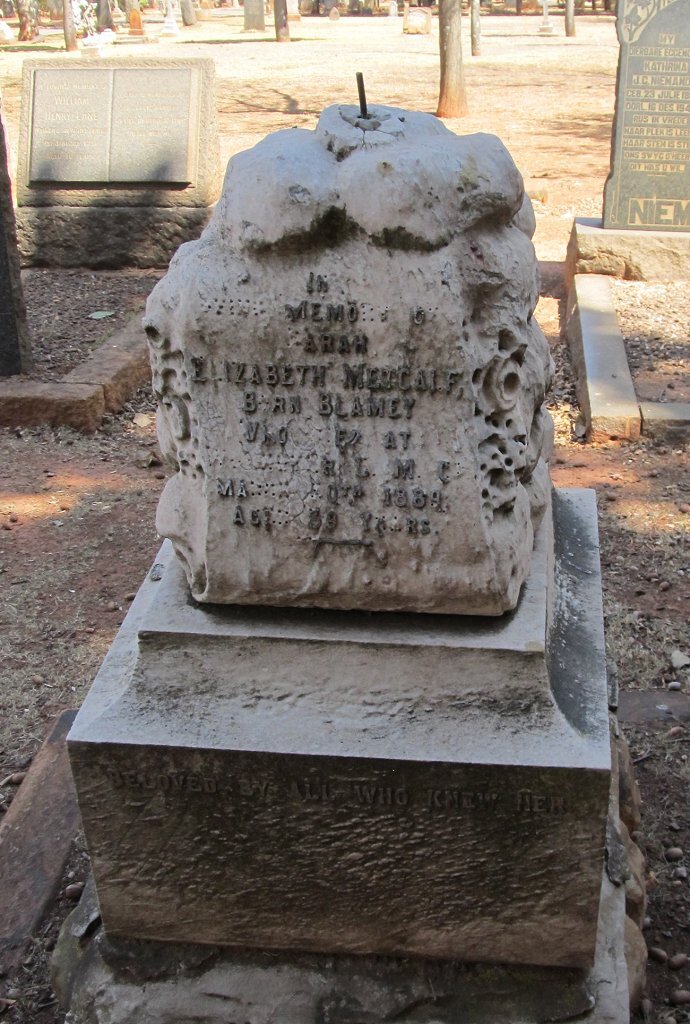 METCALF Elizabeth nee BLAMEY -1889 