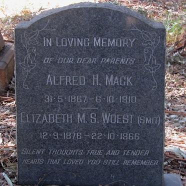 MACK Alfred H. 1867-1910 &amp; Elizabeth M.S. Woest SMIT 1876-1966